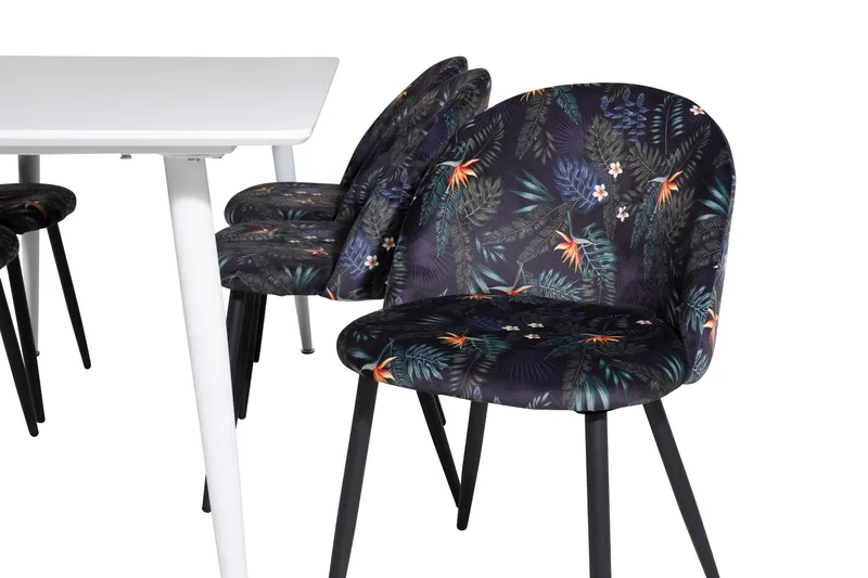 Polar Matgrupp 180 cm Rektangulär med 6 Velvet stolar - Svart - Products - Möbler - Bord & matgrupp - Matgrupp