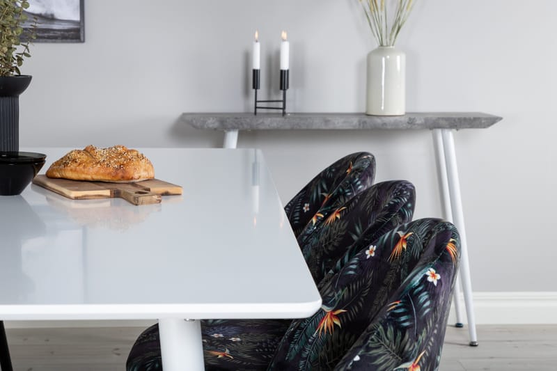 Polar Matgrupp 180 cm Rektangulär med 6 Velvet stolar - Svart - Products - Möbler - Bord & matgrupp - Matgrupp