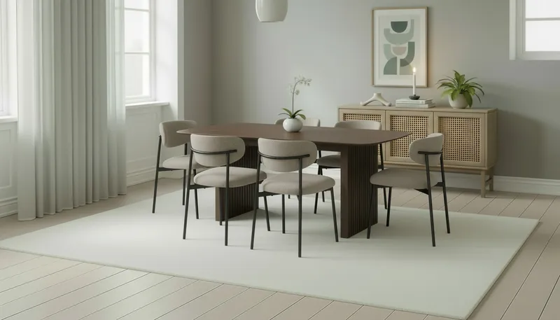 Richeto Matbord 180 cm med 6 Lucy Matstolar - Rökt ek / Greige Bouclé - Products - Möbler - Bord & matgrupp - Matgrupp