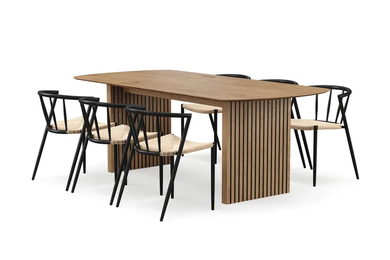Richeto Matbord 210 cm med 6 Winston Matstolar - Ek - Products - Möbler - Bord & matgrupp - Matgrupp
