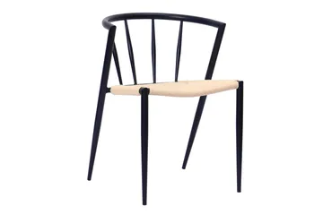 Richeto Matbord 210 cm med 6 Winston Matstolar - Naturlig finish / Beige / Metallben Svart - Products - Möbler - Bord & matgrupp - Matgrupp