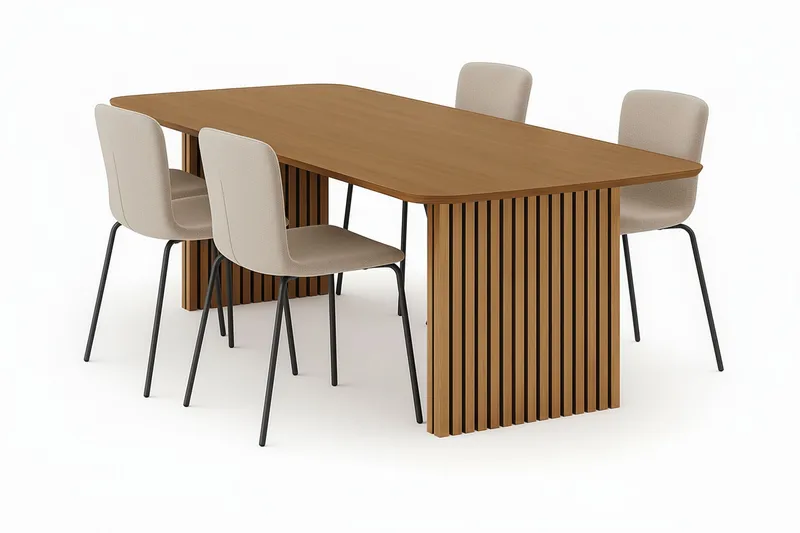 Richeto Matbord 240 cm med 4 Katy Matstolar - Ek - Products - Möbler - Bord & matgrupp - Matgrupp