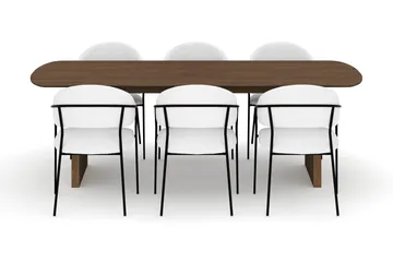 Richeto Matbord 240 cm med 6 Karol Matstolar - Rökt ek / Vit Bouclé - Products - Möbler - Bord & matgrupp - Matgrupp