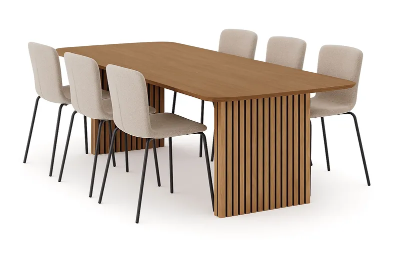 Richeto Matbord 240 cm med 6 Katy Matstolar - Ek - Products - Möbler - Bord & matgrupp - Matgrupp