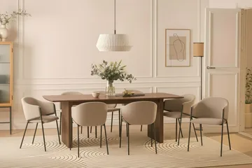 Richeto Matbord 240 cm med 8 Filip Matstolar - Rökt ek / Taupe Bouclé - Products - Möbler - Bord & matgrupp - Matgrupp