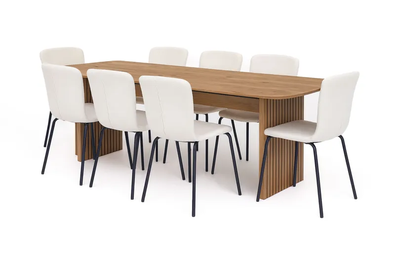 Richeto Matbord 240 cm med 8 Katy Matstolar - Ek - Products - Möbler - Bord & matgrupp - Matgrupp