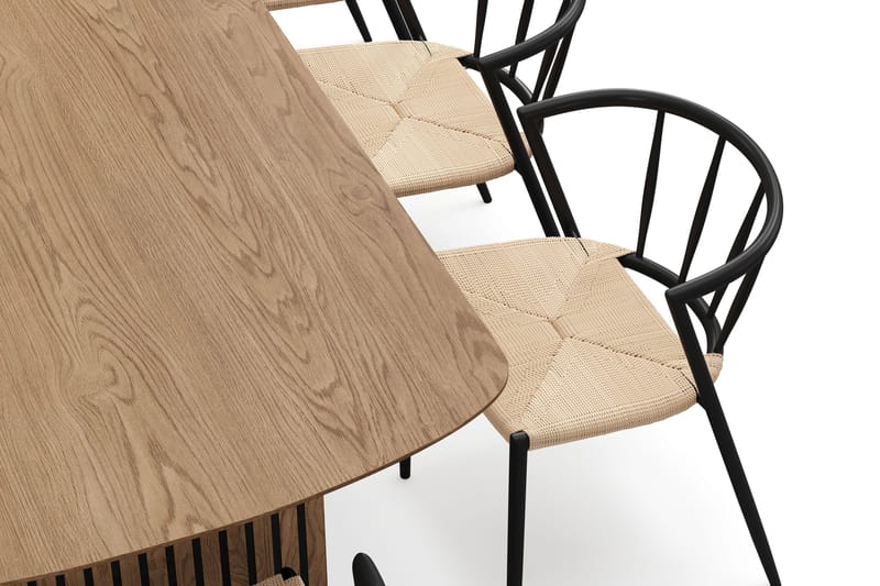 Richeto Matbord 240 cm med 8 Winston Matstolar - Naturlig finish / Beige / Metallben Svart - Products - Möbler - Bord & matgrupp - Matgrupp