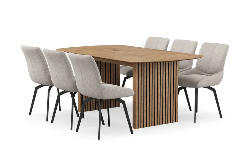 Richeto Matgrupp 180 cm med 6 Mora Snurrstolar - Ek - Products - Möbler - Bord & matgrupp - Matgrupp