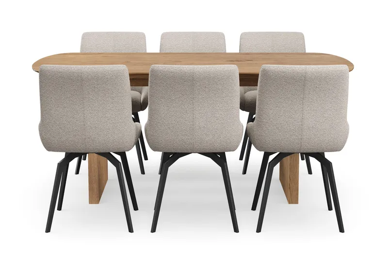 Richeto Matgrupp 180 cm med 6 Mora Snurrstolar - Ek - Products - Möbler - Bord & matgrupp - Matgrupp