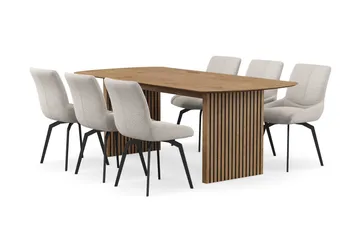 Richeto Matgrupp 210 cm med 6 Mora Snurrstolar - Ek - Products - Möbler - Bord & matgrupp - Matgrupp