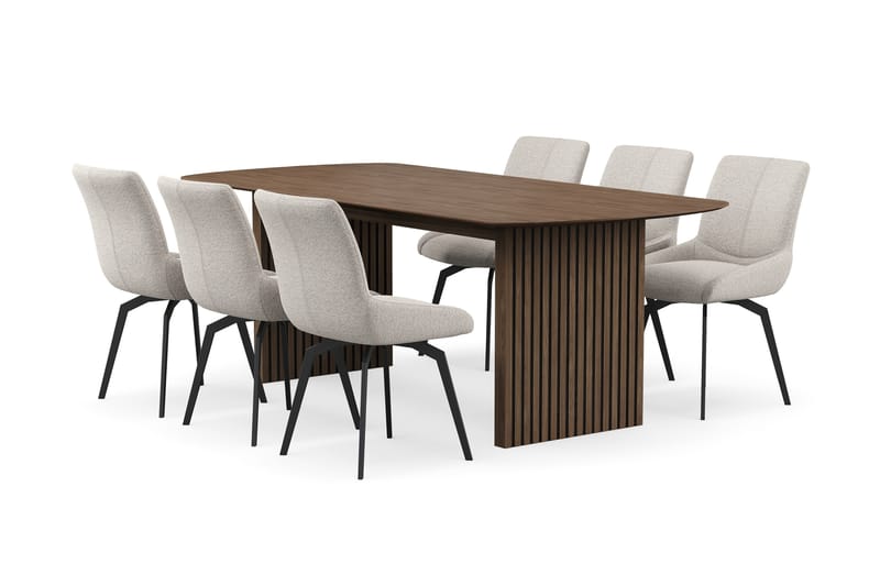 Richeto Matgrupp Rökt Ek 210 cm med 6 Mora Snurrstolar - Rökt ek - Products - Möbler - Bord & matgrupp - Matgrupp