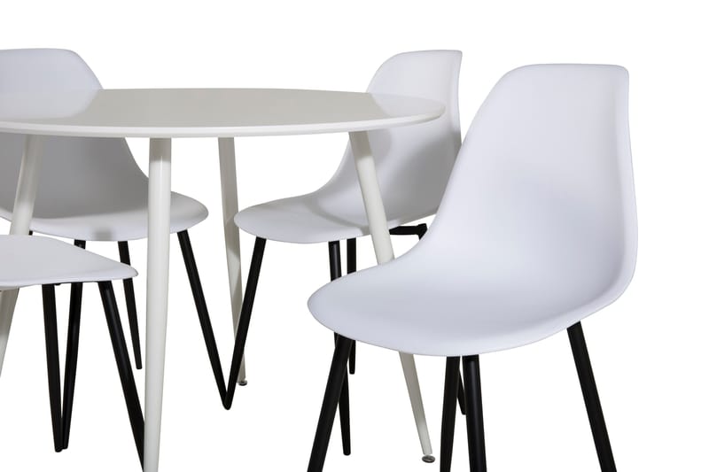 Ridones Matgrupp 100 cm Rund inkl 4 Ypas Stolar - Vit/Svart - Products - Möbler - Bord & matgrupp - Matgrupp