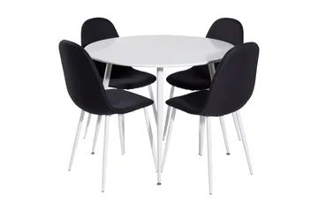 Ridones Matgrupp 100 cm Rund inkl 4 Ypas Stolar - Vit/Svart - Products - Möbler - Bord & matgrupp - Matgrupp