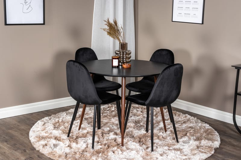 Ridones Matgrupp Runt inkl 4 Pontus Stolar - Svart/Brun - Products - Möbler - Bord & matgrupp - Matgrupp