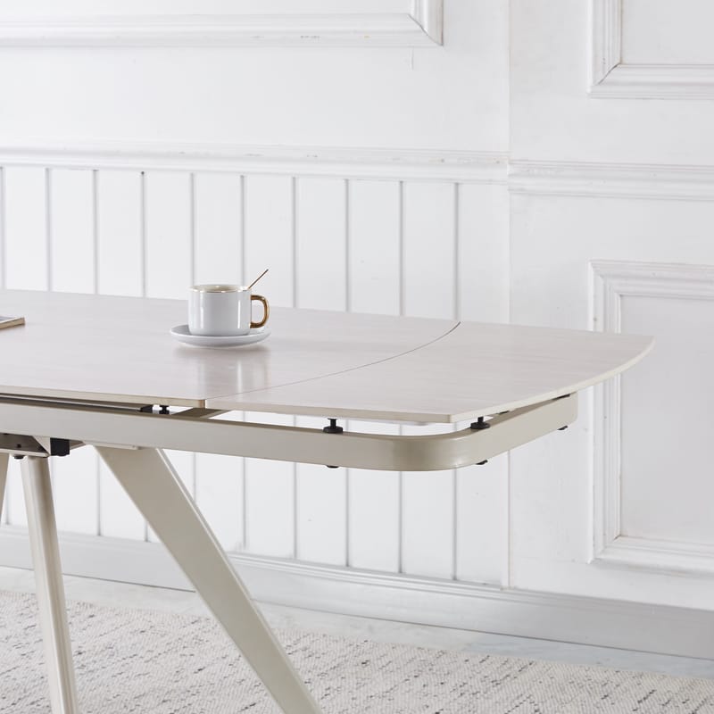 Saturnus matbord förlängningsbart 120 till 180 cm - Beige Travertin - Beige Travertin - Products - Möbler - Bord & matgrupp - Matbord & köksbord