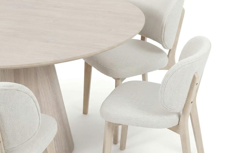 Siena Matgrupp 110 cm runt Vitlaserad med 4 Eira Matstolar - Vitlaserad - Products - Möbler - Bord & matgrupp - Matgrupp
