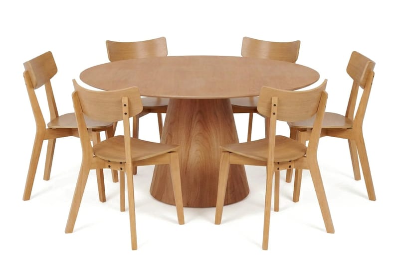 Siena Matgrupp 150 cm runt i Ek med 6 Amelia Matstolar - Ek - Products - Möbler - Bord & matgrupp - Matgrupp