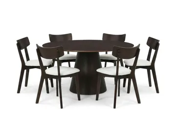 Siena Matgrupp 150 cm runt i Rökt Ek med 6 Amelia Matstolar med Dyna - Rökt ek - Products - Möbler - Bord & matgrupp - Matgrupp
