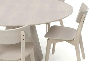 Siena Matgrupp 150 cm runt Vitlaserad med 6 Amelia Matstolar - Vitlaserad ek - Products - Möbler - Bord & matgrupp - Matgrupp