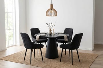 Siena Matgrupp runt 110 cm Svart med 4 Alsarp Matstolar - Svart - Products - Möbler - Bord & matgrupp - Matgrupp