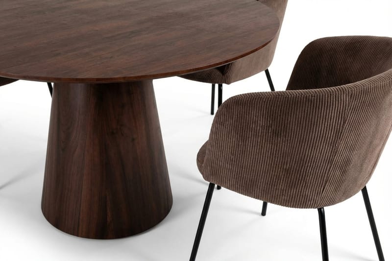 Siena Matgrupp runt 110 cm Valnöt med 4 Berit Matstolar - Valnöt - Products - Möbler - Bord & matgrupp - Matgrupp