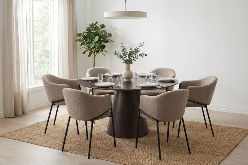Siena Matgrupp runt 130 cm Rökt Ek med 6 Filip Matstolar - Rökt ek - Products - Möbler - Bord & matgrupp - Matgrupp