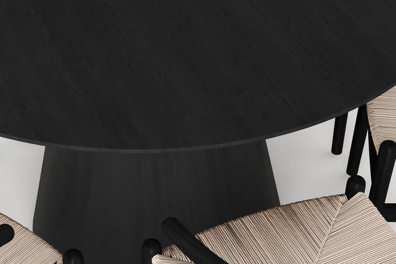 Siena Matgrupp runt 130 cm Svart med 6 Dastoori Matstolar - Svart - Products - Möbler - Bord & matgrupp - Matgrupp