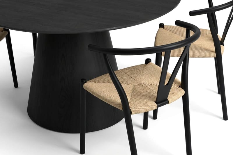 Siena Matgrupp runt 130 cm Svart med 6 Elysia Matstolar - Svart - Products - Möbler - Bord & matgrupp - Matgrupp