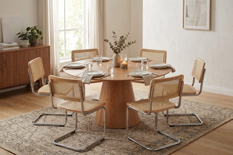Siena Matgrupp runt 150 cm Ek med 6 Build Matstolar - Ek - Products - Möbler - Bord & matgrupp - Matgrupp