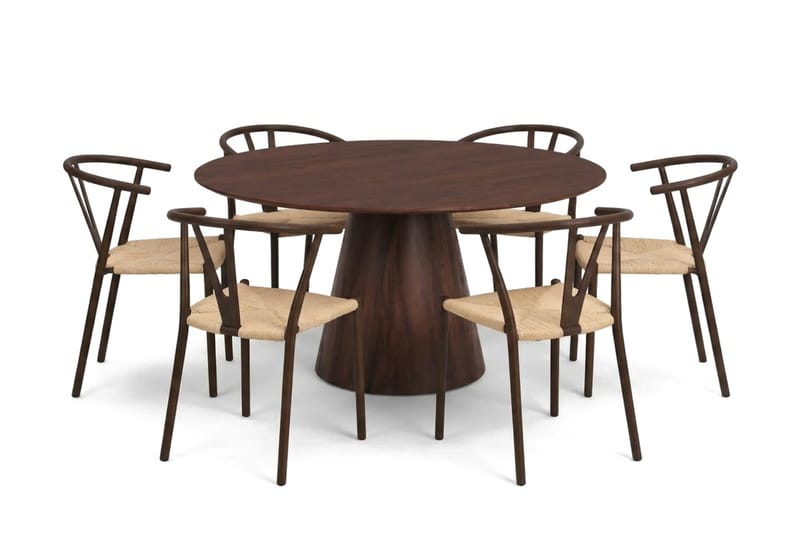 Siena Matgrupp runt 150 cm Valnöt med 6 Elysia Matstolar - Valnöt - Products - Möbler - Bord & matgrupp - Matgrupp