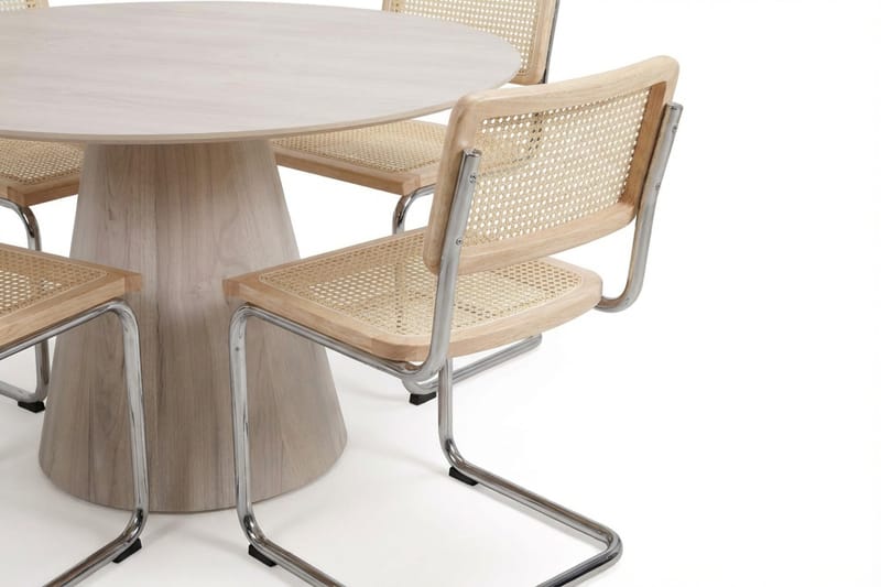 Siena Matgrupp runt 150 cm Vitlaserad med 6 Build Matstolar - Vitlaserad ek - Products - Möbler - Bord & matgrupp - Matgrupp