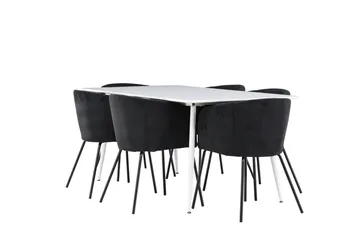Silar Matgrupp 180 cm Rektangulär med 6 Berit stolar - Vit/Svart - Products - Möbler - Bord & matgrupp - Matgrupp