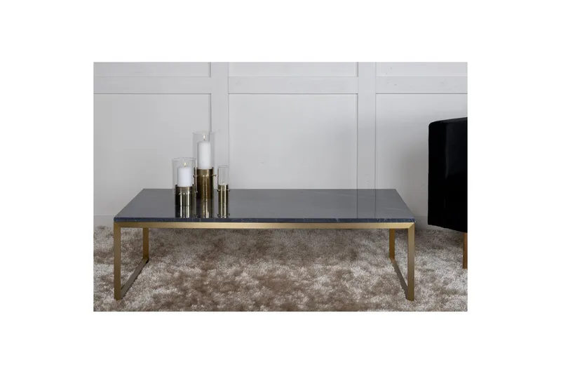 Soffbord Estelle Rektangulärt 60x120 cm Marmor, Grå / Mässing