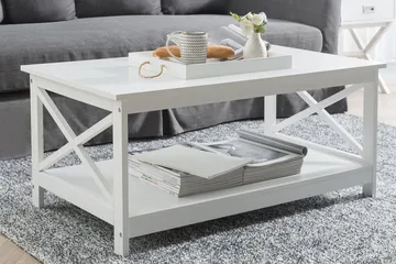 Fostia Soffbord 100 cm med Förvaring Hylla - Vit - Products - Möbler - Bord & matgrupp - Soffbord - Soffbord med förvaring