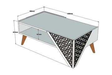 Hovdane Soffbord 105 cm med Förvaring Hylla Blommönster - Brun - Products - Möbler - Bord & matgrupp - Soffbord - Soffbord med förvaring