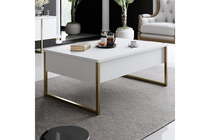 Luxe Soffbord 90x40 cm Vit/Guld - Hanah Home - Products - Möbler - Bord & matgrupp - Soffbord