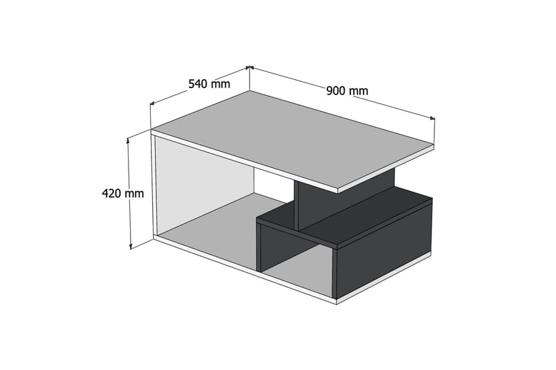 Soffbord Garavelo Soffbord 90 cm med Förvaring Hyllor Marmormönster Svart,Trä/Natur,Mörkbrun - Products - Möbler - Bord & matgrupp - Soffbord - Soffbord med förvaring