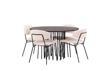 Stone Matgrupp 120 cm Rund med 4 Chico Stolar - Svart - Products - Möbler - Bord & matgrupp - Matgrupp