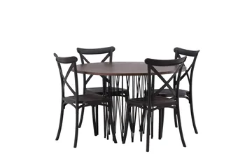 Stone Matgrupp 120 cm Rund med 4 Crosett stolar - Svart - Products - Möbler - Bord & matgrupp - Matgrupp