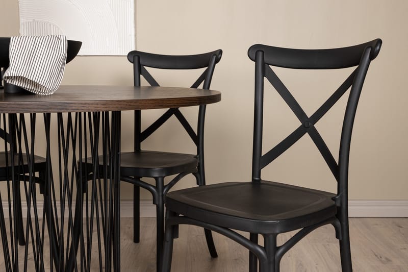 Stone Matgrupp 120 cm Rund med 4 Crosett stolar - Svart - Products - Möbler - Bord & matgrupp - Matgrupp