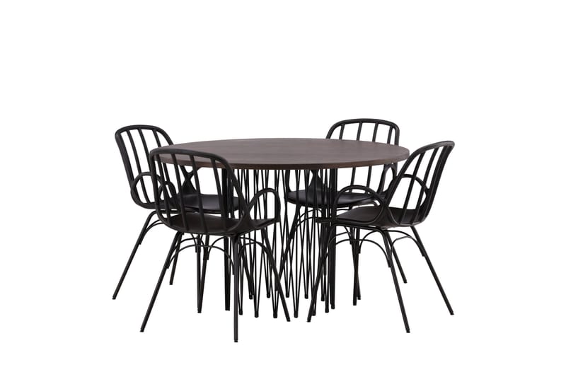 Stone Matgrupp 120 cm Rund med 4 Dyrön stolar - Svart - Products - Möbler - Bord & matgrupp - Matgrupp