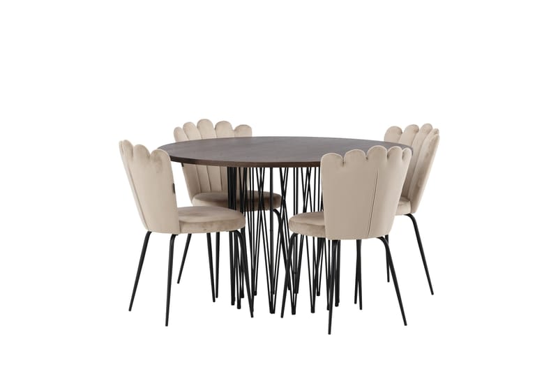 Stone Matgrupp 120 cm Rund med 4 Limhamn stolar - Beige - Products - Möbler - Bord & matgrupp - Matgrupp