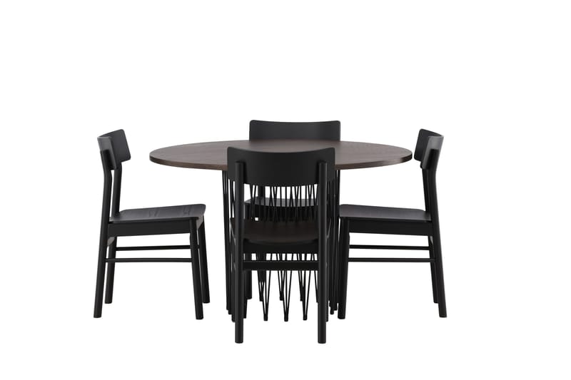 Stone Matgrupp 120 cm Rund med 4 Montros stolar - Svart - Products - Möbler - Bord & matgrupp - Matgrupp