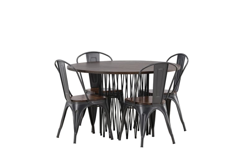 Stone Matgrupp 120 cm Rund med 4 Tempe stolar - Mocca - Products - Möbler - Bord & matgrupp - Matgrupp