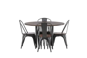 Stone Matgrupp 120 cm Rund med 4 Tempe stolar - Mocca - Products - Möbler - Bord & matgrupp - Matgrupp