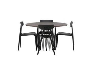 Stone Matgrupp 120 cm Rund med 4 Ursholmen stolar - Svart - Products - Möbler - Bord & matgrupp - Matgrupp