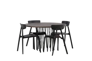 Stone Matgrupp 120 cm Rund med 4 Ursholmen stolar - Svart - Products - Möbler - Bord & matgrupp - Matgrupp