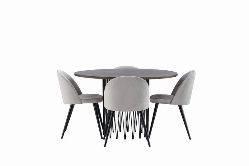 Stone Matgrupp 120 cm Rund med 4 Velvet stolar - Grå - Products - Möbler - Bord & matgrupp - Matgrupp