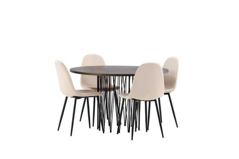 Stone Matgrupp 120 cm Rund med 4 Polar stolar - Beige - Products - Möbler - Bord & matgrupp - Matgrupp