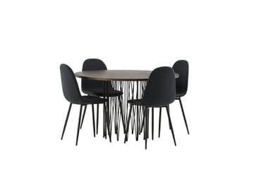 Stone Matgrupp 120 cm Rund med 4 Polar stolar - Svart - Products - Möbler - Bord & matgrupp - Matgrupp